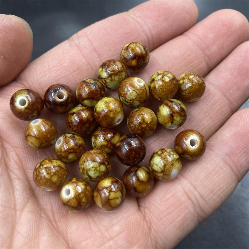 Оптимизированные 10 мм ретро-бусины из distressed amber, круглые, россыпью