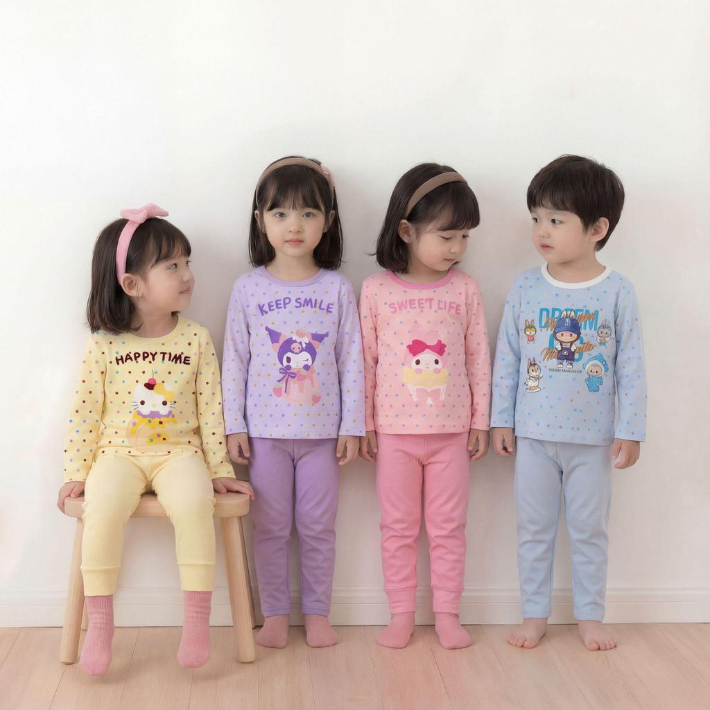 Милый набор детской флисовой пижамы ярких цветов - С длинным рукавом, осенняя одежда для мальчиков и девочек