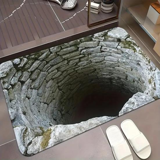 3D Коврик для пола с глубиной, Диатомовая земля, Абсорбирующий, Бездонная яма, Коврик для ванной, Нескользящий, Ковер с оптической иллюзией для декора ванной, спальни, гостиной