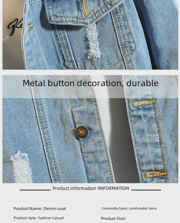 Spring Men's Ripped Denim Jacket - Korean Style, Casual and Trendy