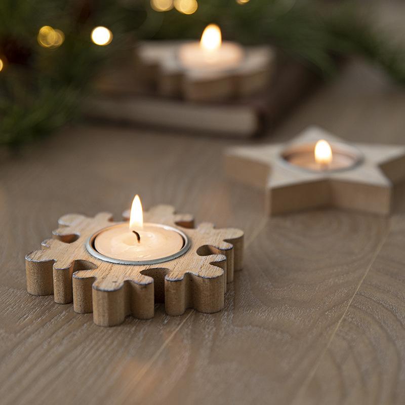 Christmas Wooden Candle Holder Snowflake Candlestick Christmas Decorations for Home Xmas Table Ornaments