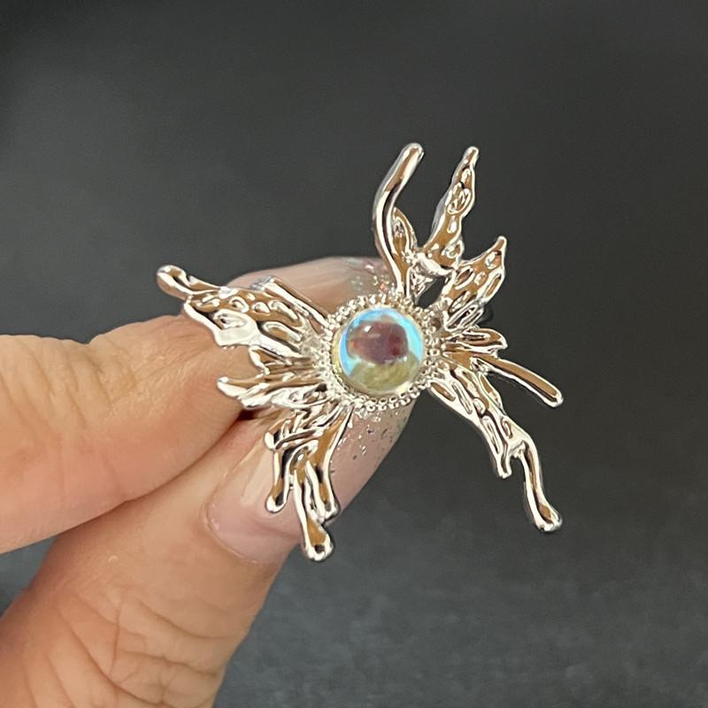 Y2K Кольца с кристаллами Kpop Сердце Регулируемое кольцо Неправильная геометрия Панк Винтажные кольца Набор для женщин и девочек Новые модные украшения