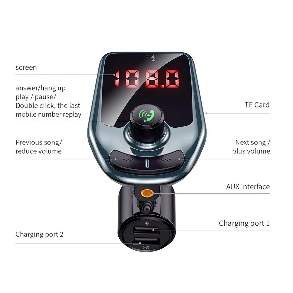 Новый Mp3-плеер Bluetooth автомобильный комплект музыкальный плеер FM-передатчик модулятор с двойным USB-зарядным устройством 3.0a динамики AUX соединение