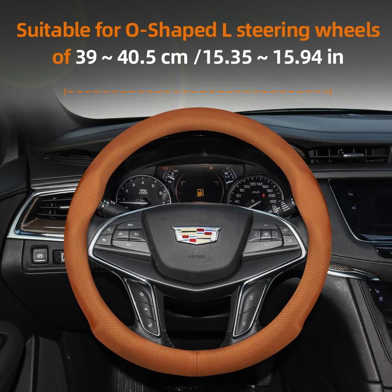 Suitable for Cadillac Ultra-Thin Breathable Leather Steering Wheel Cover Suitable for Cts 2013 Ct4 Carbon Interior Ct5 Xt5 Xt4 Xt6 Escalade Srx X