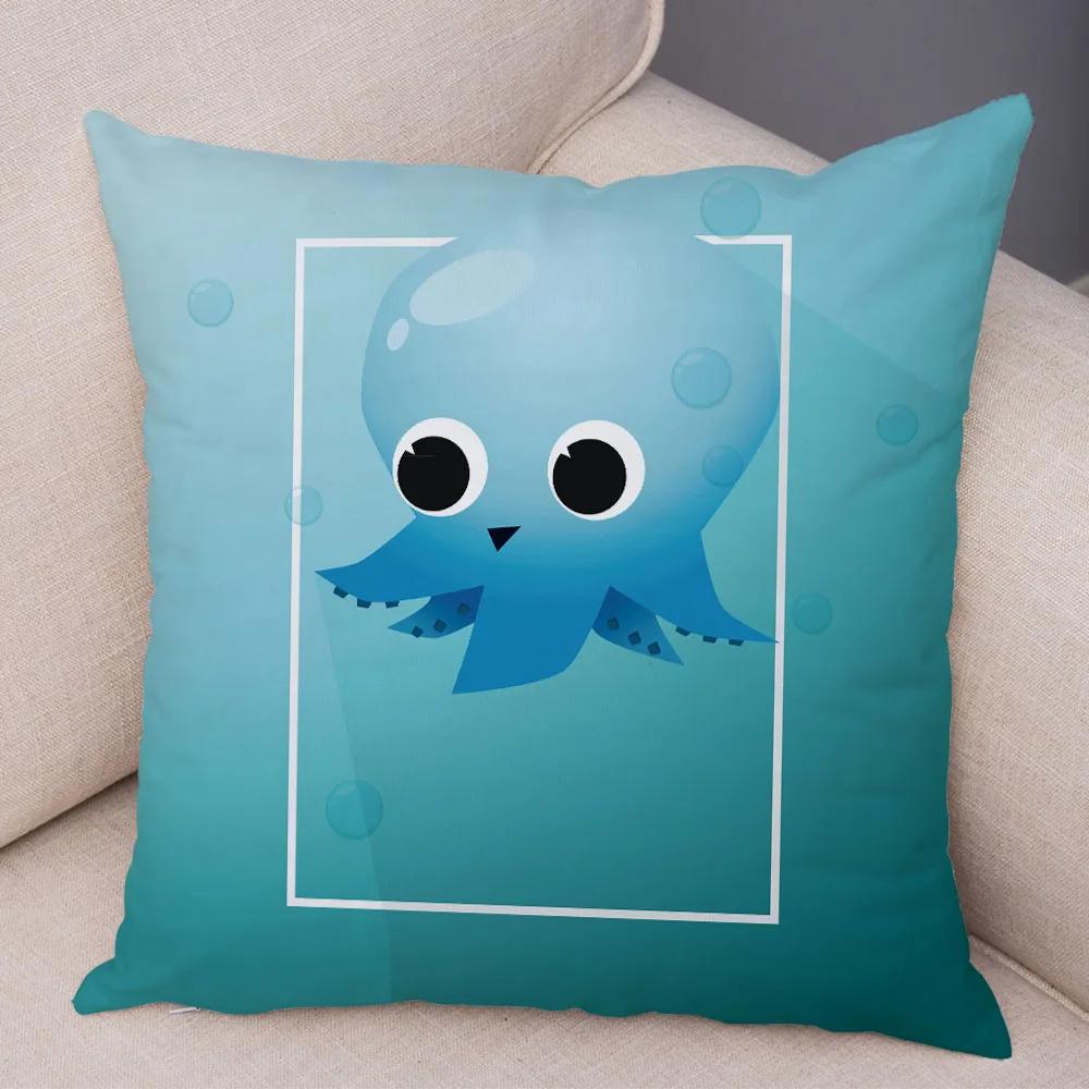 Милый мультяшный животный декор, наволочка, свинья, медведь, корова, акула, диван, наволочка для комнаты, детский сад, дом