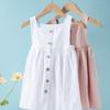 Летнее платье для девочек, однотонное плиссированное хлопковое детское платье принцессы без рукавов