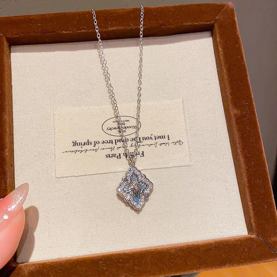 Корейская версия циркониевое ожерелье в форме бриллианта с перламутром изысканный универсальный браслет блестящий нишевый высококлассный кулон