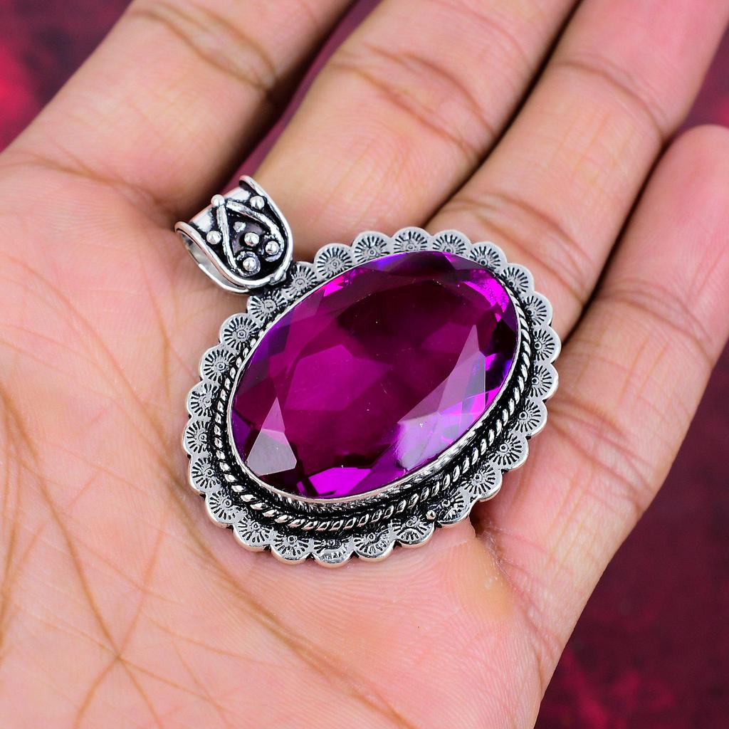 Подвеска из стерлингового серебра 925 пробы с розовым аметистом, ювелирное украшение из драгоценных камней ручной работы, на День памяти