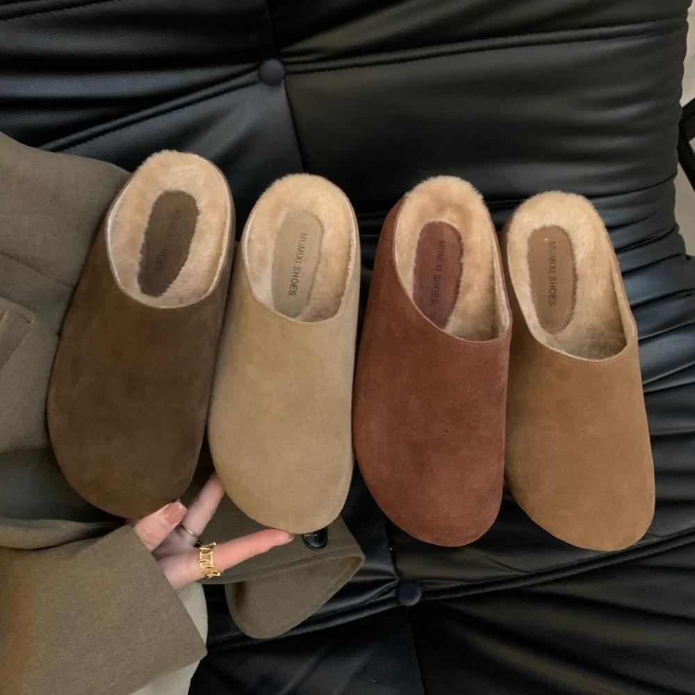 Fluffy Winter Slippers for Women Furry Fuzzy Home Shoes Faux Fur House Plush Slippers Indoor Warm Comfy Mute Flats Slide