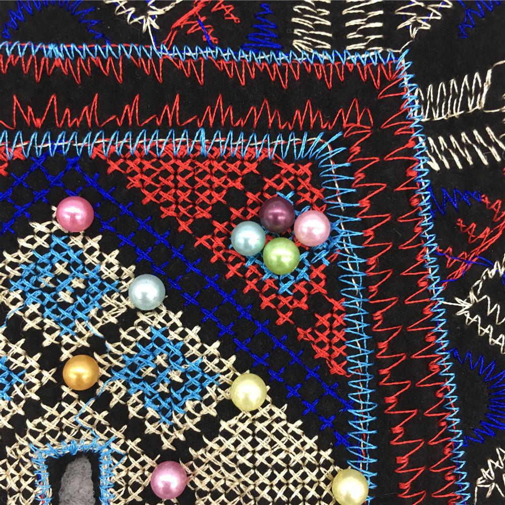 Полиэстеровый вышитый кружевной воротник DIY ручной работы, кружевная аппликация из искусственного жемчуга, женские аксессуары