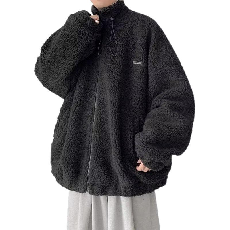 Мужское пальто с длинными рукавами из хлопка и плюша ягненка, стиль Гонконг, свободный крой, с утолщенным бархатом, зимний тренд