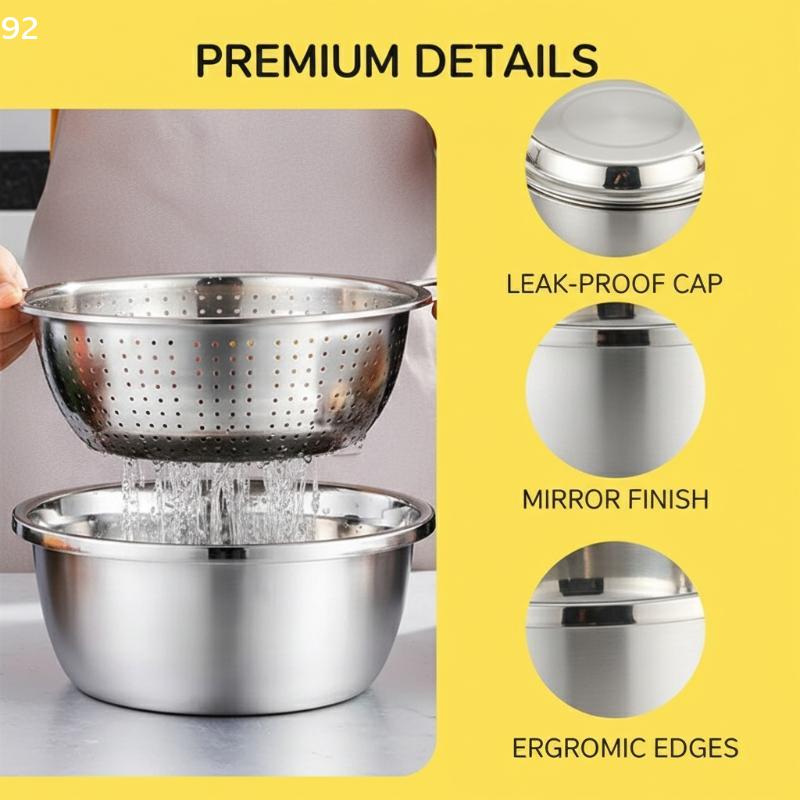 3 in 1 Multifunctional Stainless Steel Basin Kit with Grater, New 2026 Strainer Set Edition