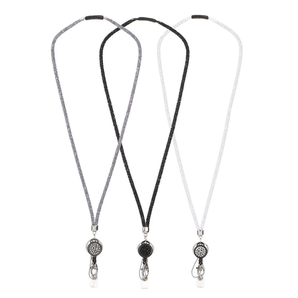 Брелок-рулетка, держатель для карт, инкрустированный кристаллами, безопасная застежка, держатель для бейджа, шнурок для ID-карты, шейный ремешок