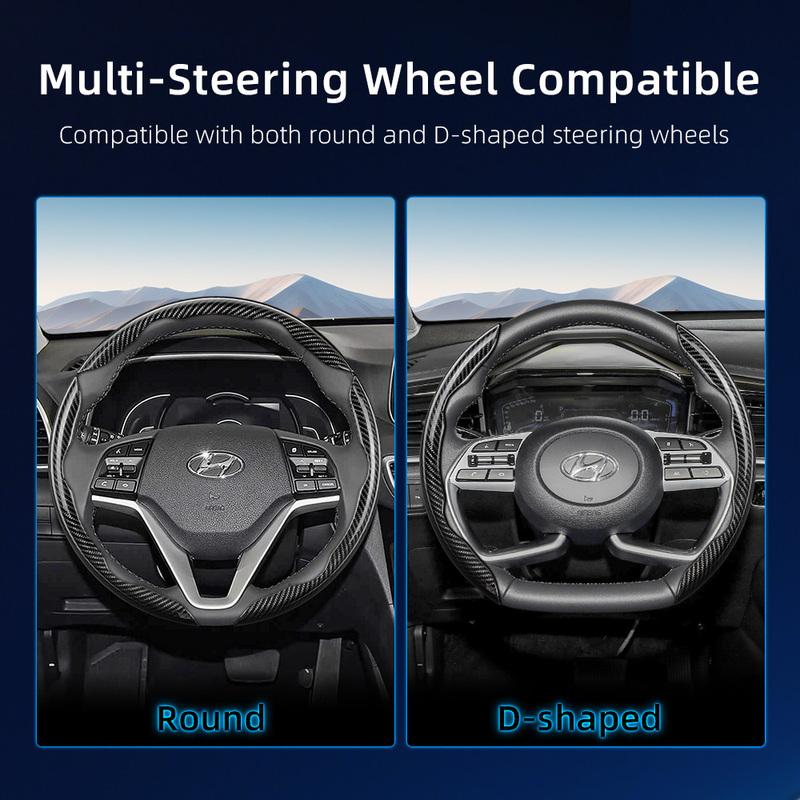 Подходит для Hyundai, Чехол на руль с текстурой под карбон, Сегментированный дизайн с быстрым снятием, Прочный, для Tucson Elantra Avante I30 Седан