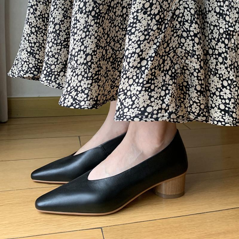 2024 Новые популярные женские туфли из натуральной кожи Женские туфли-лодочки из натуральной кожи Туфли с неглубоким носком Туфли на высоком каблуке 3 см для женщин