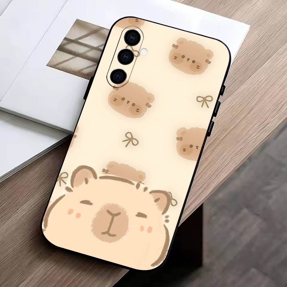 Cute K-Kawaii Capybara Phone Case Black Silicone Soft For Samsung Galaxy A73,A72,A71,A70,A53,A52,A51