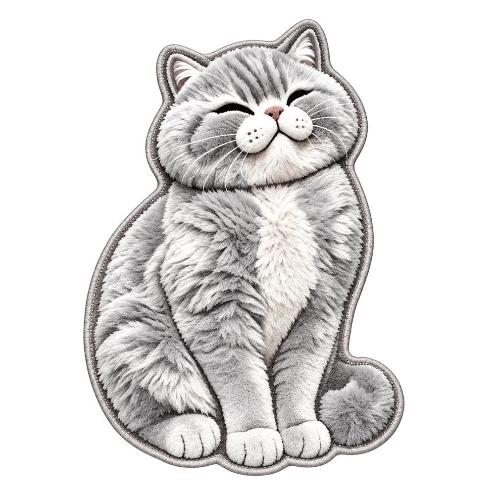 Crystal Velvet Bathroom Carpet 2D Bedside Door Mat Cute Cat-Shaped Area Rug Home Decor