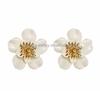 Gold Plated Alloy Flower Stud Earrings Zircon Imitation Pearl Cute Fashion Ear Jewelry for Women Party Daily Wear