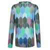 Fashion Women Prints Long Sleeve Color Matching Bandage Tops Blouses