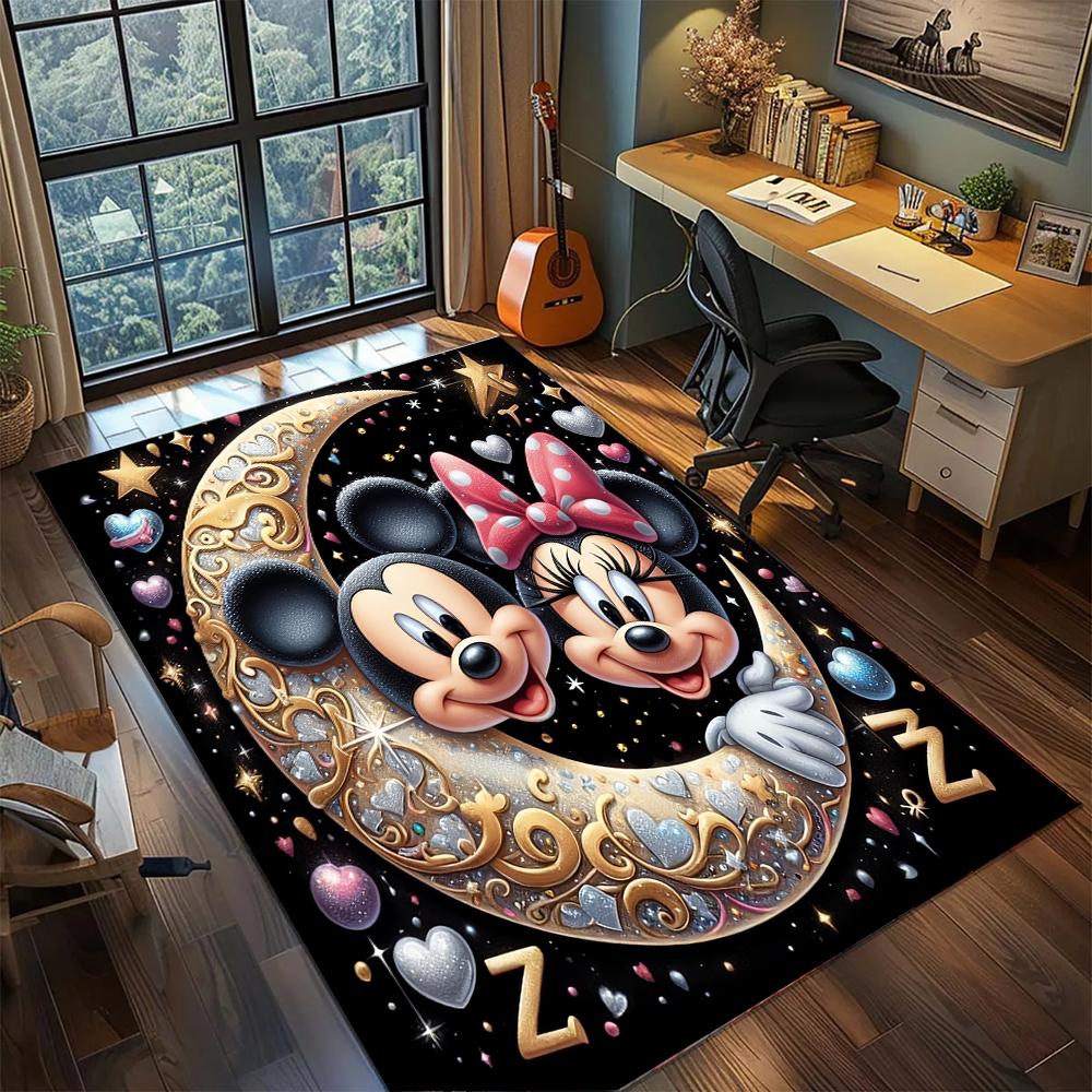 Mickey & Minnie: Adorably Playful Rug Carpet Large Area Rug Non Slip Washable Floor Mat Gamer Room Bedroom Home Decor