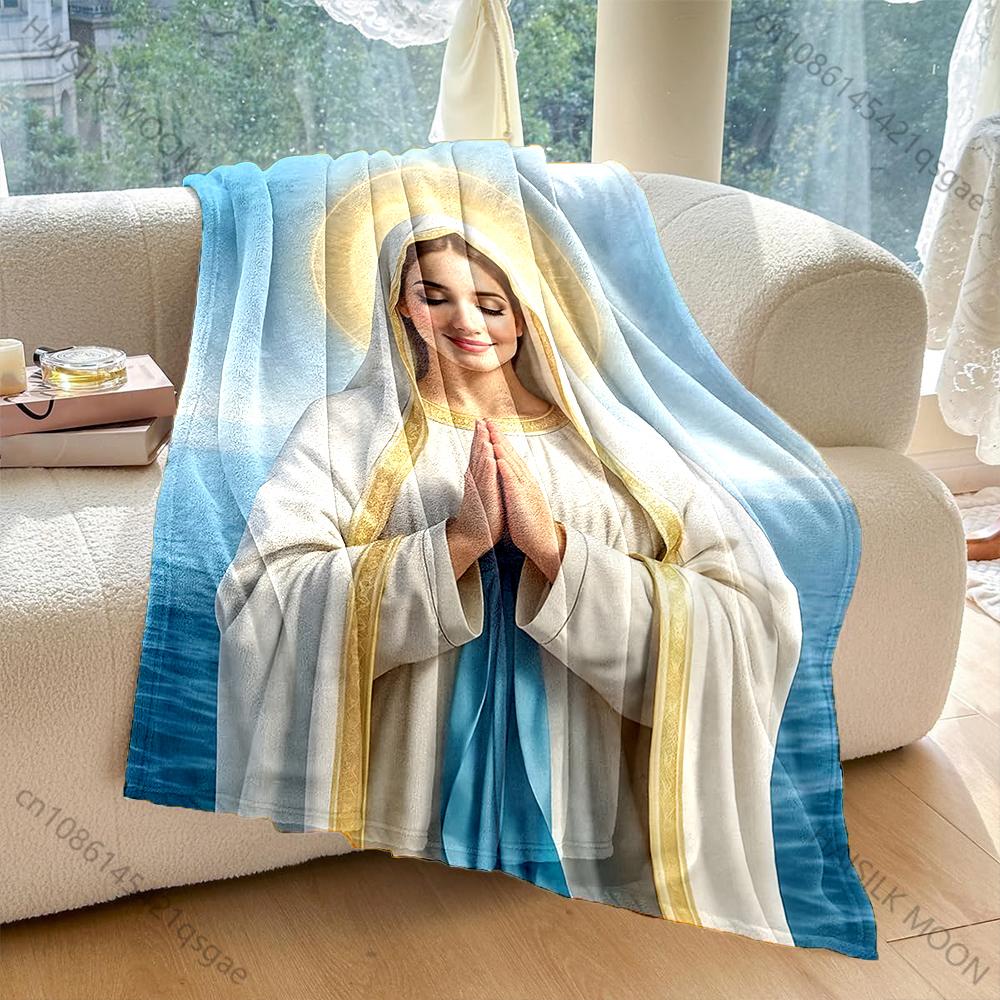 1PC Praying saintly figure Print Blanket Warm Soft Fluffy Kids and Adult Sofa Bed Throw Blanket Outdoor Travel Camping RV