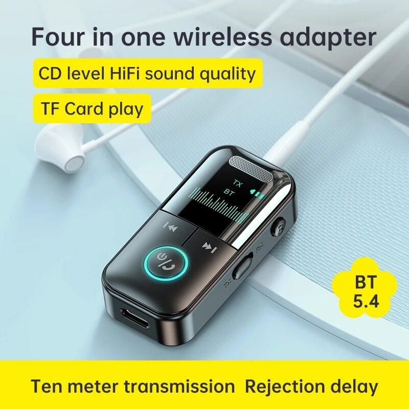 Bluetooth 5.4 аудио адаптер 3.5 мм Aux аудио приемник передатчик беспроводной Bluetooth адаптер для динамика наушники автомобиль поддержка TF карта