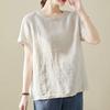 Летняя футболка с короткими рукавами из хлопка и льна, женский свободный простой топ