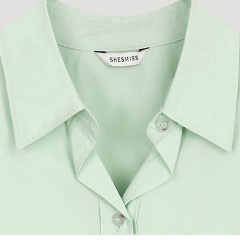 [shismiss] Open Collar Crop Shirt Swwsto11070 Ln