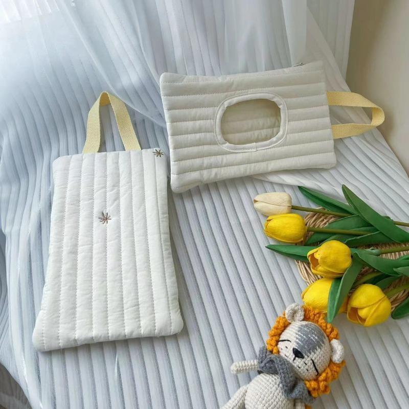 Вышитый чехол для детской коляски Съемный чехол для салфеток Держатель для бумаги Коробка для хлопковых салфеток Удобный мешок для хранения влажных салфеток