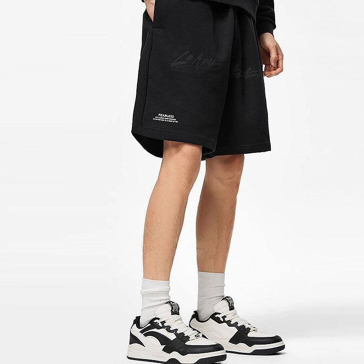 Li-Ning X OG_Slick Collaborative Skateboard Series Свободные повседневные шорты на шнуровке с буквенным принтом Мужские штаны Черные AKST459-1