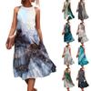 Женские летние свободные повседневные пляжные платья без рукавов с однотонным принтом и висячим вырезом