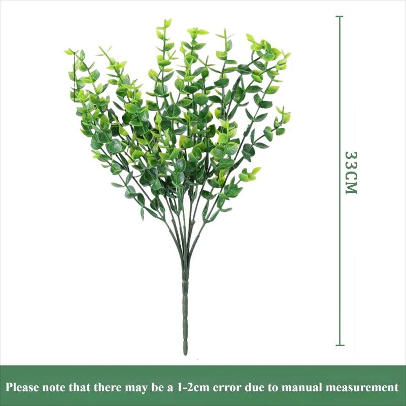 Outdoor Artificial Plants Eucalyptus Branches UV Resistant Faux Leaves Faux Shrubs Indoor Decor Garden Potted Porch Fence Decor