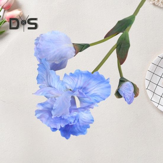 Stem Iris Artificial Branch With Green Leaves Home Wedding Party Faux Flower Floral Arrangement Indoor Outdoor Decoration Photo Props