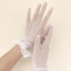 Women Black White Summer Uv-proof Driving Gloves Female Thin Fishnet Mesh Gloves Fashion Ruffle Full Finger Lace Mittens