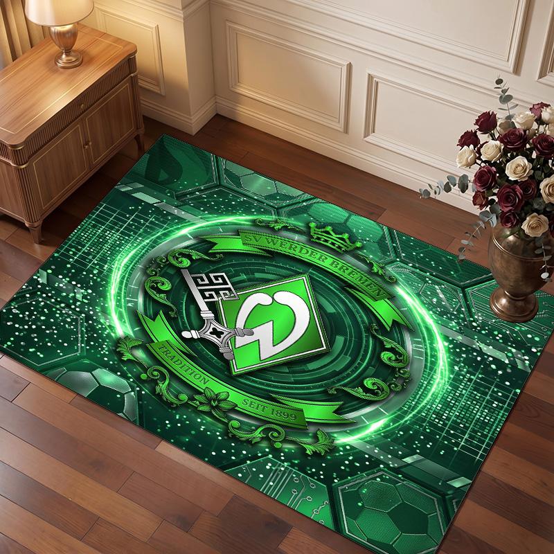 Werder Bremen Football Print Crystal Velvet Rug, Comfortable Water Absorbent Non Slip Indoor Floor Carpet