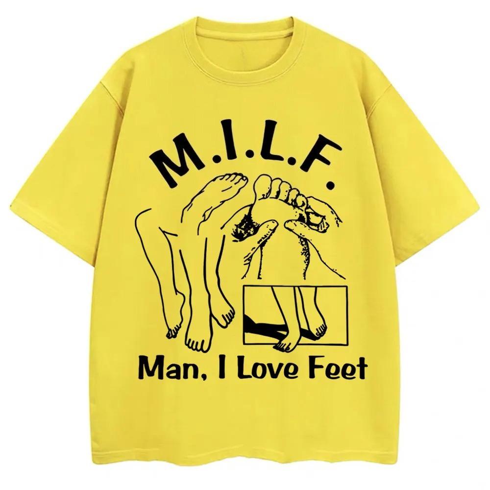 MILF Я Люблю Ноги Смешной Мем Графическая Футболка Мужчины Женщины Юмор Шутка Мода Короткий Рукав 100% Хлопок Оверсайз Повседневная Футболка