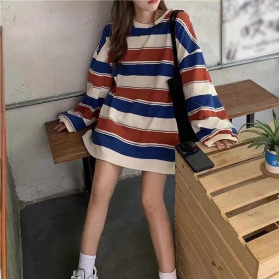 Тонкий пуловер в полоску, мягкий эластичный и стильный женский топ свободного кроя для максимального комфорта