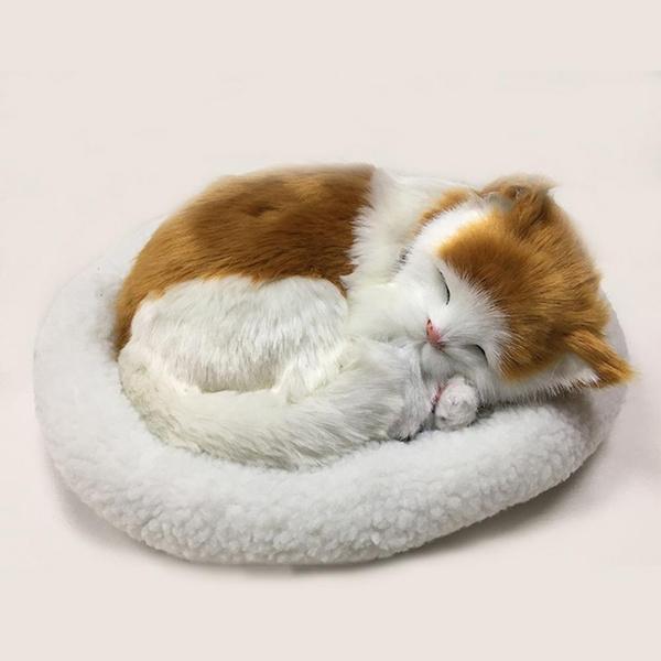 Игрушка для спящего кота, дышащая кошка, мягкая кукла с ковриком, плюшевые игрушки для детей