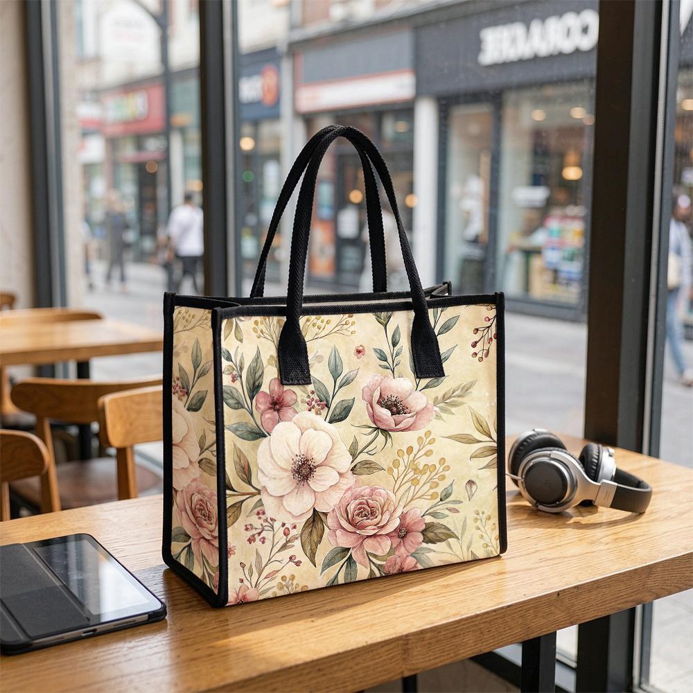 Vintage Floral Casual Tote Elegant Portable Shoulder Bag for Daily Use
