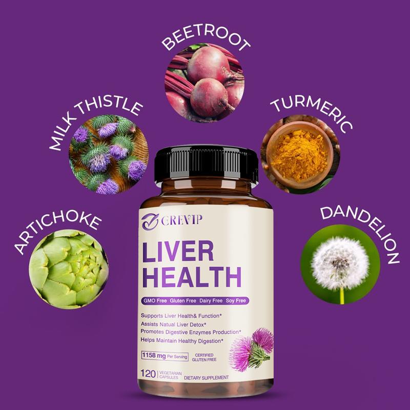 CREVIP Milk Thistle Liver Care Capsules, 1158mg, Plant Extract Liver Care, Digestive Diet Capsules, Suitable for Adults