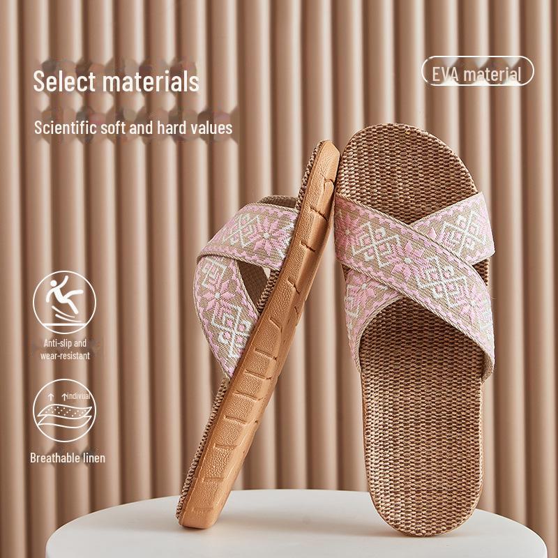 Женские льняные тапочки для дома с противоскользящим покрытием, бесплатная доставка, круглогодичные дезодорирующие тапочки для пар