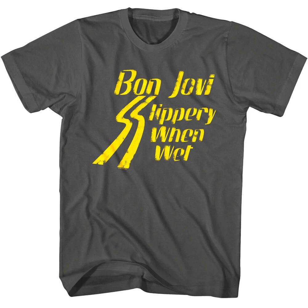 Bon Jovi Vintage Slippery When Wet Men's T Shirt Rock Band Album Tour Merch