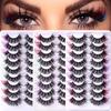 9 Pairs Of Curly Colored False Eyelashes, Curly Thick Eyelashes