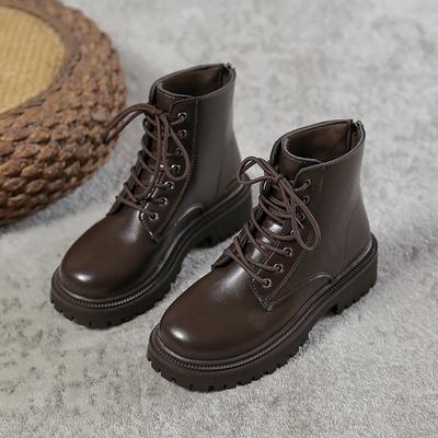Мода 2024 года, горячая распродажа обуви для женщин, женские ботинки с молнией сзади, модные современные ботинки со шнуровкой спереди, женские новые теплые однотонные ботильоны