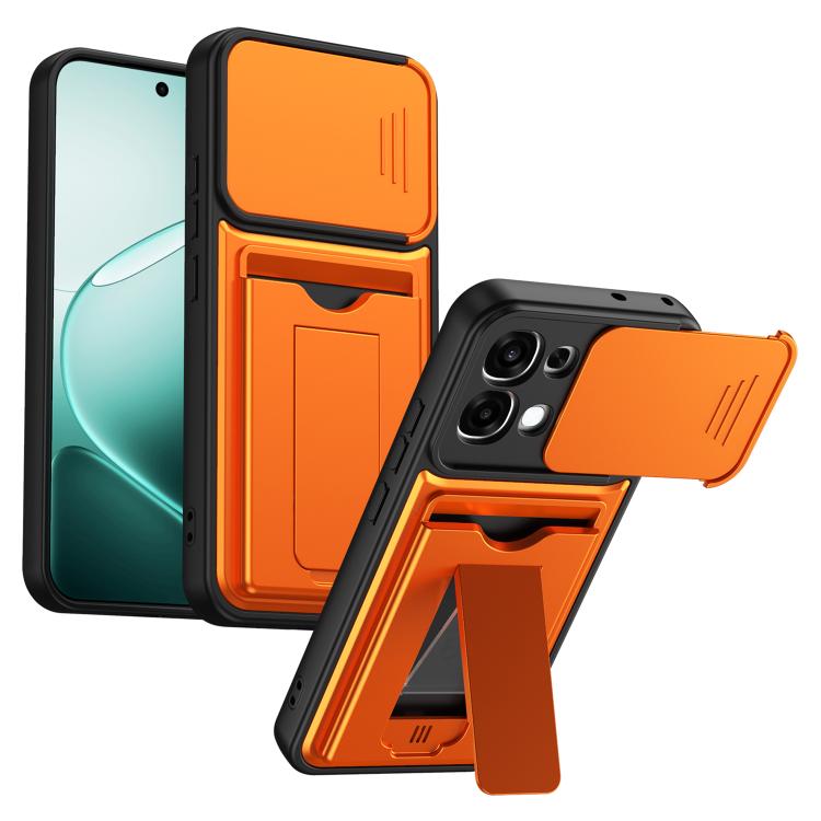 Card‑Holder‑Series Sliding‑Lens‑Cover PC Hybrid TPU Shockproof Phone Case For OPPO Reno15 Pro Max 5G Global