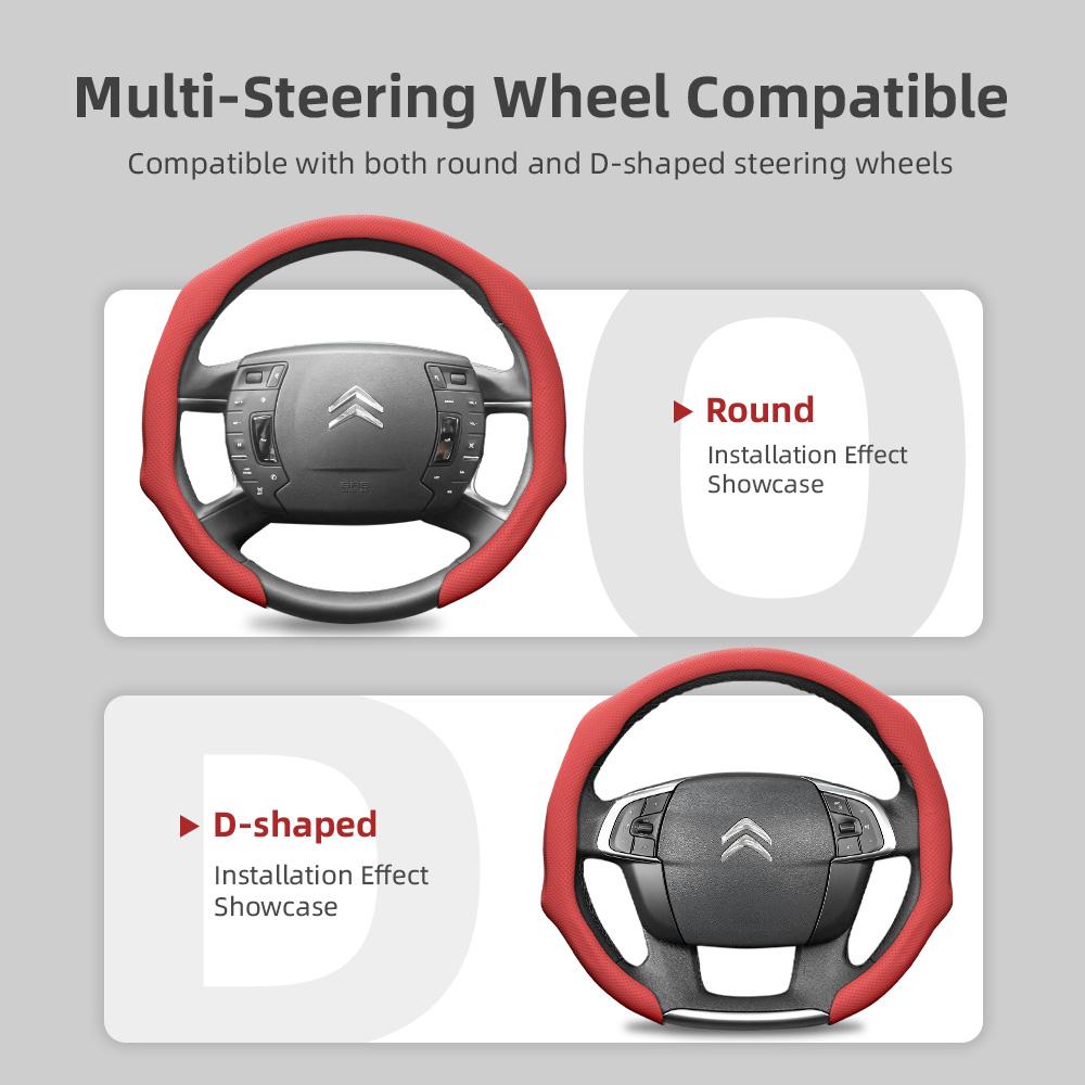 Подходит для Citroen Чехол на руль из перфорированной кожи C3 C4 X Berlingo C5 Aircross Jumper SpaceTourer Ami X Красный Черный