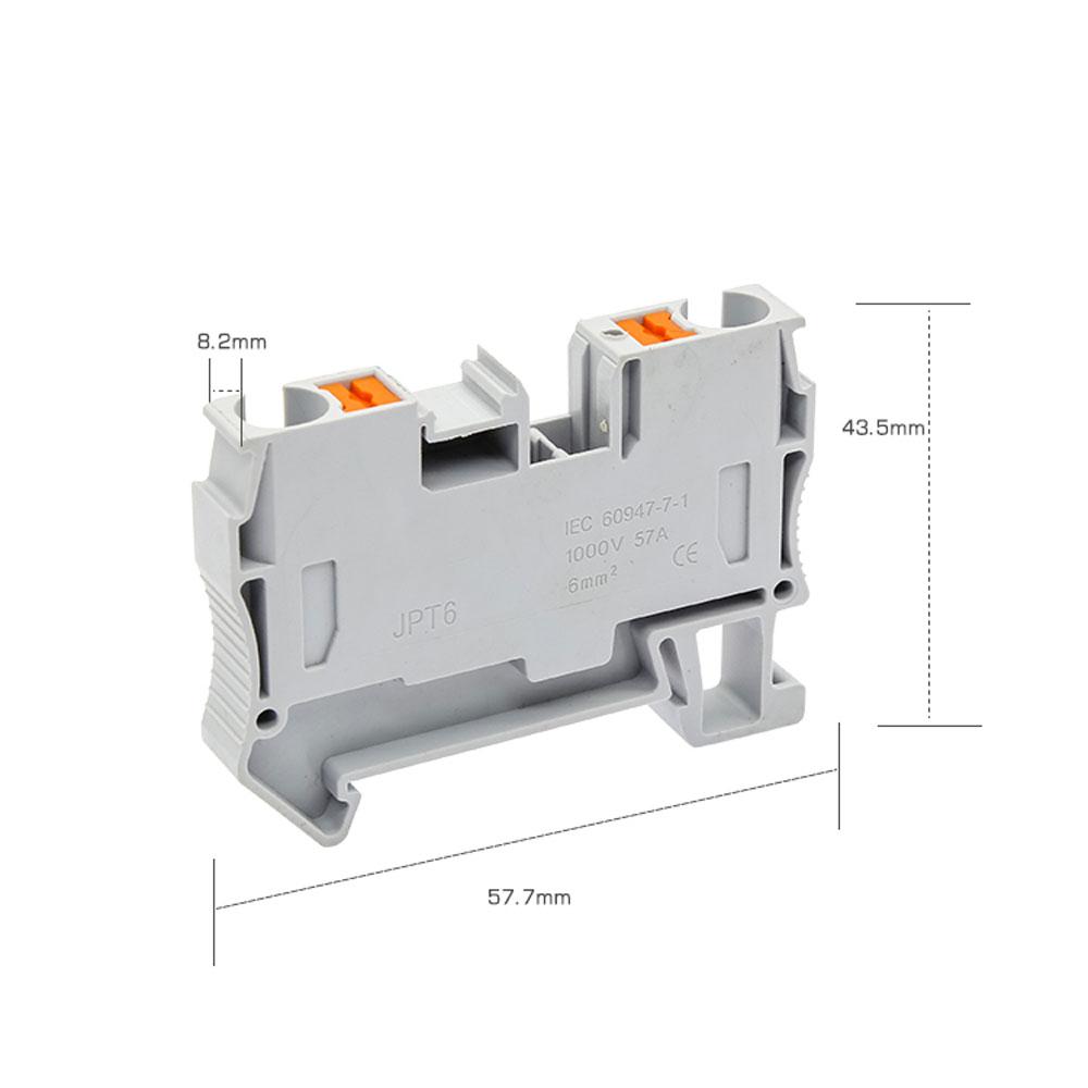 PT-6 Din Rail Terminal Block  Connectors Push In Spring Screwless Feed Through PT6 Wire Connector 10Pcs