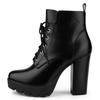 Allegra K Lace-Up Platform Boots with Thick Heels for Women, Perfect for Winter, Parties, and Halloween, Black, Size 24.5cm