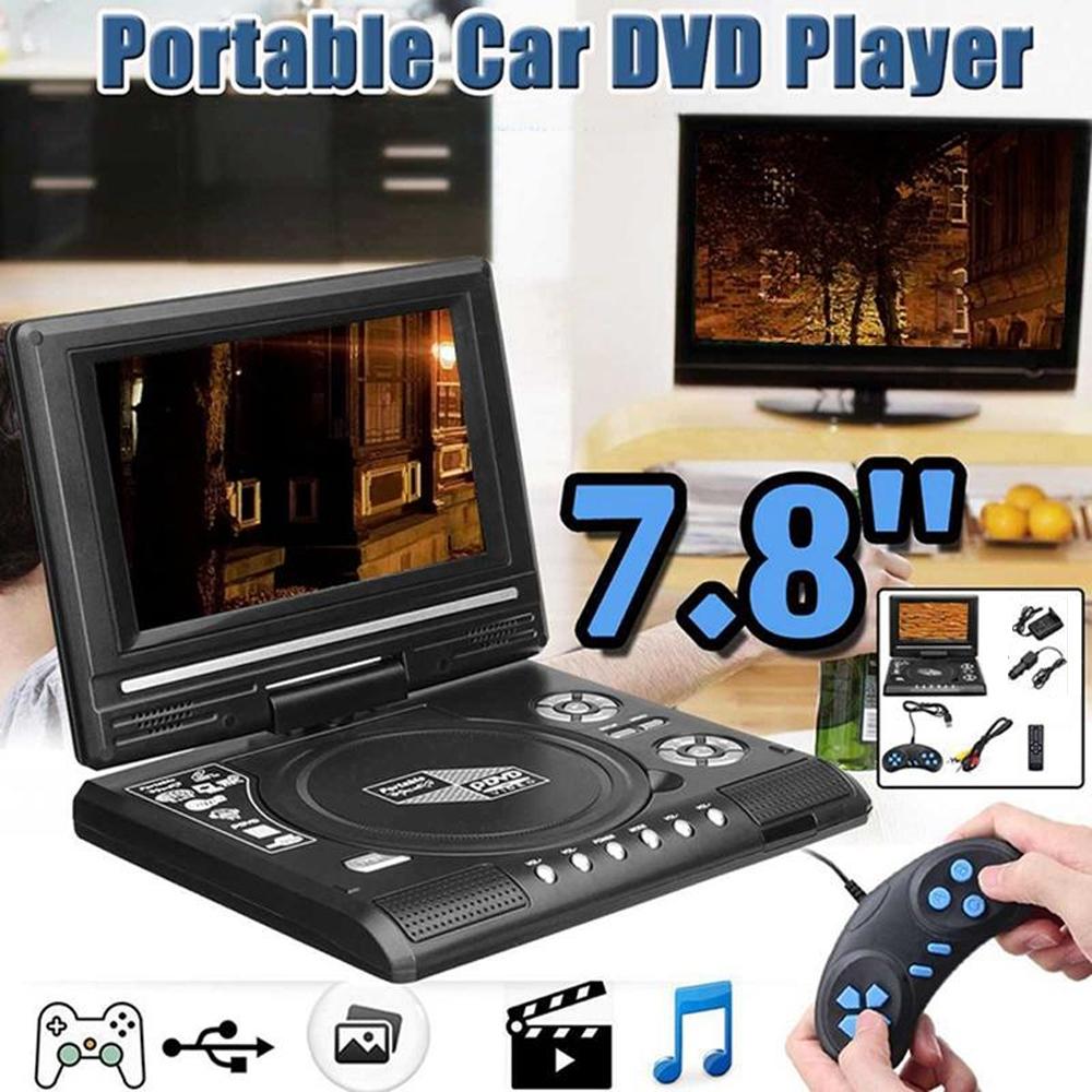 Callaa 7.8 Inch Portable Home Car DVD Player VCD CD MP3 HD DVD Player Analog TV USB SD Cards RCA Game LCD 16:9 Rotate