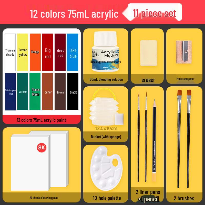 Montmartre 75ml Waterproof Non-Fading Acrylic Paint Set: Perfect for Children’s Textiles and Art Projects, Sunscreen Formula